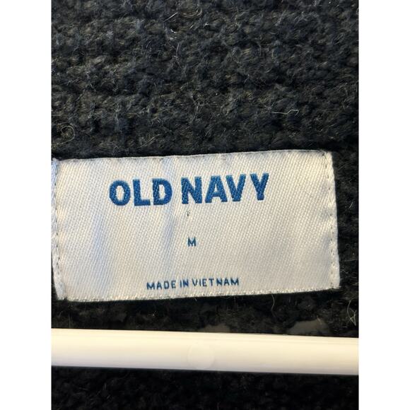 Old Navy Black Crew Neck Sweater Textured Knit Size Medium - Picture 3 of 6